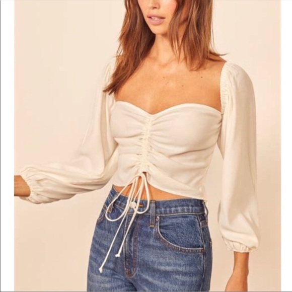 NWT Reformation Desmond Top in Ivory Size 10 - Picture 2 of 16